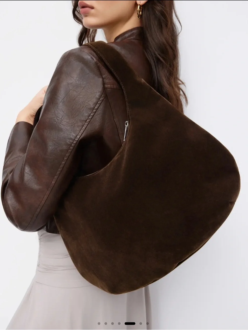 ✨NWT Cider Dark Brown Velvet Suede Hobo Shoulder Bag NWT + Dust Bag